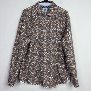 KILBURNE & FINCH Shirt Mens XXL Paisley Long‎ Sleeve Button Dapper Office Artsy